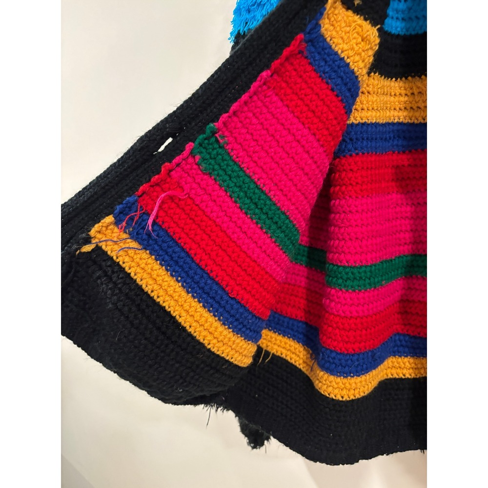 Carole Little Cardigan Multi-Color Striped Shaggy Eyelash Knit Crochet Buttons - Picture 7 of 8